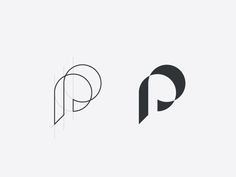 the letter p is shown in black and white