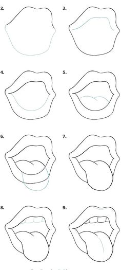 step by step instructions for how to draw lips with the help of pencil and paper