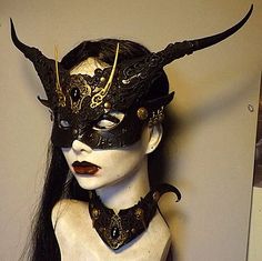 Dark Beauty Magazine Dark Masquerade Mask, Masquerade Mask Aesthetic, Horned Mask, Gothic Masquerade, Goblin Witch, Villain Mask, Witch Mask, Cybergoth Fashion, Masquerade Outfit