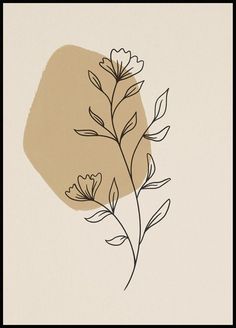 a drawing of flowers on a beige background