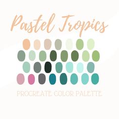 the 50s motif is shown in pink, blue and green colors with text that reads procreate color palette