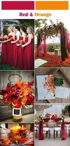 red and orange wedding color scheme