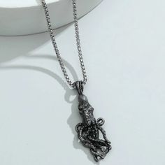 This Unique Piece Is A Wonderful Addition To Your Wardrobe And Your Style; Sure To Get Lots Of Compliments! Gshmvh0030003fc Industrial Necklace, Claw Gloves, Dragon Heart, Snake Necklace, Geometric Necklace, Pet Necklace, Mens Accessories Jewelry, Metallic Blue, Kraken