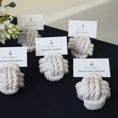 Nautical Knot Nautical Knot Card Holder, White, 3, 3-Pass handmade at Mystic Knotwork Nautical Wedding Centerpieces, Nautical Table Decor, Nautical Wedding Favors, Nautical Ideas, Wedding Knot, Monkey Fist Knot, Beach Wedding Decorations Reception, Nautical Table, Mystic Ct