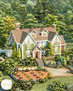 this is an artist's rendering of a large house in the middle of trees