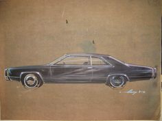 a drawing of a black car on brown paper