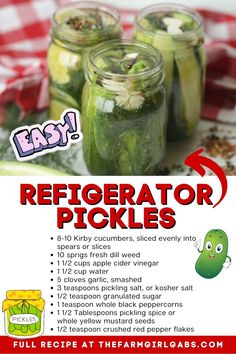 the recipe for refrigerator pickles is shown