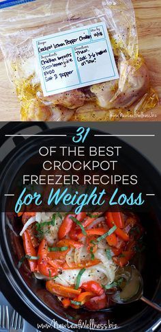 two pictures with the words healthy crockpot freeze meals to make in january