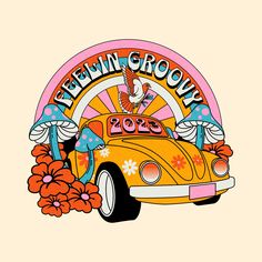 Retro Tshirt Design Graphics, Groovy Graphic Design, Car 2023, Retro Branding, Feelin Groovy, Hippie Aesthetic, Retro Daisy, Png Vintage, 60s Retro