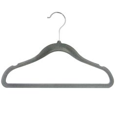 a gray plastic hanger on a white background