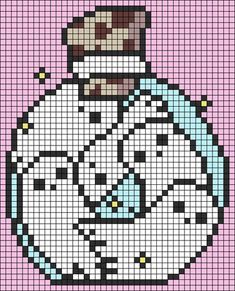 a cross stitch pattern with an image of a man's face in a bottle