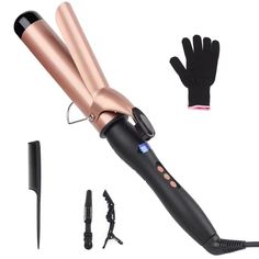 PRICES MAY VARY. 【Ceramic Wand Curling Iron】Tourmaline ceramic technology helps to release millions of negative ions to create soft and shiny hair styles, reduces hair damage and frizz. Adopts heating PTC tech, the barrel can instant heat up in 30s, save your more time in a rush morning 【Adjustable Temperature】LED screen in big size shows temperature which is adjustable between 300℉ and 450℉, that means you have a better control of the styling temperature every time. 10℉ for every adjustment, av Thick Curling Wand, Hair Curler Wand, Ceramic Hair Curler, Hair Curling Wand, Wand Curling Iron, Thick Coarse Hair, Curling Iron Hairstyles, Curling Hair With Wand, Big Curls