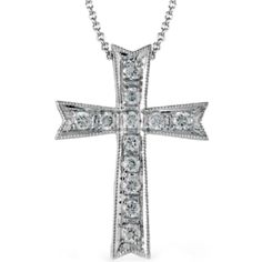 Simon G. 18K White Gold Classic Diamond Cross Pendant Featuring 0.20 Carats Round Cut White Prong Set Diamonds Delivery takes 2-3 weeks for Simon G. to create and will ship immediately after completion. Rush delivery available depending on style and upon request Pendant measures approximately just under 3/4 an inch long by 1/2 an inch at it's widest point Includes pendant box Includes jewelry appraisal Ships fully insured to point of delivery Free shipping on this item All orders placed out of N White Gold Cross Pendant, Cross Pendent, Jewelry Appraisal, Versatile Jewelry, Gold Cross Pendant, Diamond Cross Pendants, Diamond Cross, Best Jewelry Stores, Cross Jewelry