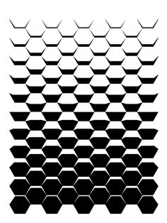 an abstract black and white pattern with hexagonal shapes in the middle, on a white background