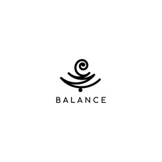 the logo for balance is shown in black and white, with an image of a spiral