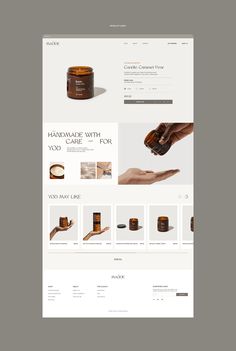 a website page with an image of handmade products on the front and back pages