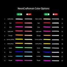 an image of neon colors that are on the black background, with text below it