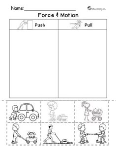 the printable worksheet for force and motion is shown in black and white