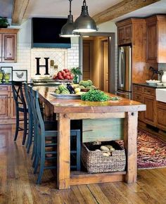 an image of a kitchen island with food on it