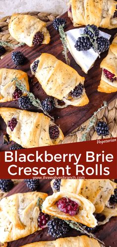 blackberry brie crescent rolls on a cutting board