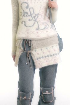 Knitted Apron, Pixie Rebels, Neutral Color Outfits, Knit Skirt Pattern, Apron Skirt, Cream Beige Color, Cream Outfit, Lace Skirts, Boho Market