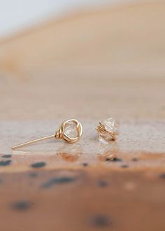 Herkimer Diamond Studs Horseshoe Earrings, Everyday Wear Jewelry, Backdrops Necklace, Diamond Quartz, Be Unique, Herkimer Diamond, Cuff Earrings, Jewelry Case, 14kt Gold