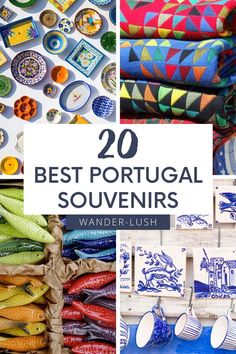 the top 20 best portugal souvenirs to buy in europe, including blue and white pottery