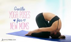 a woman doing yoga poses for new moms