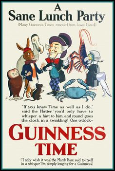 an old movie poster for guinness's time with some cartoon characters on the front