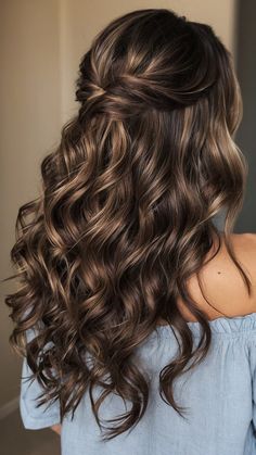 Discover the latest wavy hair styles ideas for medium length, short, natural, medium, long, short natural, women over 70, curly, men, front, summer, and braids. Get inspired with a variety of trendy hairdos perfect for any occasion! Homecoming Hairstyles For Medium Length Brown Hair, Long Hair Wavy Styles, Curled Hairstyles Medium Length, Wavy Hair Lowlights, Medium Length Brown Hair Curled, Wavy Curly Brown Hair, Cute Brown Hair Styles, Medium Waves Hair, Medium Length Curls Hairstyles