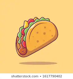 a taco with meat and vegetables on it is flying through the air in front of an orange background