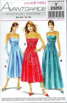 two women's dresses, one in blue and the other in red with straps