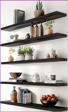 some shelves that have various items on them