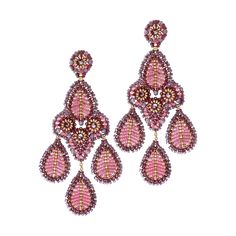 MIGUEL ASES SOPHIA PINK MIX EARRINGS– ICE Pink Teardrop Chandelier Earrings, Elegant Pink Teardrop Beaded Earrings, Pink Jeweled Dangle Chandelier Earrings, Pink Crystal Chandelier Earrings, Pink Crystal Earrings With Sparkling Stones For Evening, Miguel Ases Jewelry, Pearl Ideas, Chili Rose, Beautiful Beaded Earring