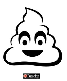 a black and white drawing of a poop with two eyes, one smiling at the camera