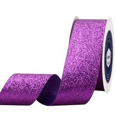 purple glitter ribbon on white background