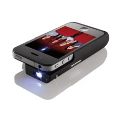 a cell phone with a light on it's side next to a camera lens