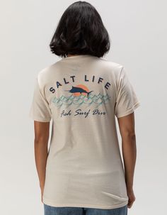 Salt Life Sunset Jumpers Tee. Graphic Screened On Left Chest And Back. Ribbed Crew Neckline. Short Sleeve. 100% Preshrunk Cotton. Machine Wash. Imported.model Is Wearing A Size Small. Model Measurements:height: 5'8" Bust: 32"waist: 25"hips: 36" Wwe T Shirts, Flannel Sweatshirt, Graphic Trends, Boys Graphic Tee, Girls Graphic Tee, Salt Life, Girls Blouse, Top Graphic Tees, Swimsuit Cover Ups