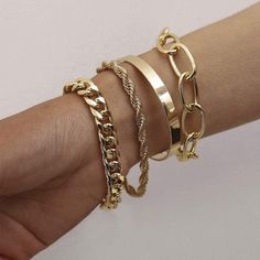 Women's 14K Gold Plated Layered Chain Bracelets Adjustable Bangle Link Bracelet  | eBay Gold Bracelet Set, Fashion Beads, Chain Women, Gold Charm Bracelet, Women Bracelet, Gold Bracelet For Women, Silver Chain Bracelet, Gold Bracelets, Elegant Bracelet