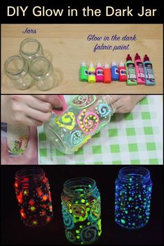 glow in the dark jars with different colors and designs