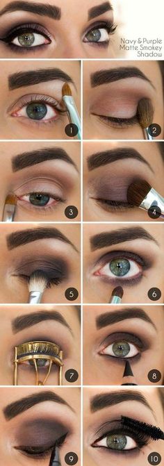 Matte smokey eye makeup for fall. #makeup #tutorial #womentriangle Perfect Makeup Tutorial, Smoky Eye Makeup Tutorial, Tutorial Eyeliner, Purple Smokey Eye, Make Up Tutorials, Corte Bob