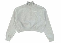 Nike Women's Phoenix Fleece Oversized 1/2Zip Crop Fleece Sweatshirt in Dark Grey Heather/Sail Cute Christmas Outfits, Hot Sneakers, Christmas Outfits, Fleece Sweatshirt, Adidas Yeezy, Jordan Retro, Christmas Outfit, Trading Cards, Nike Women