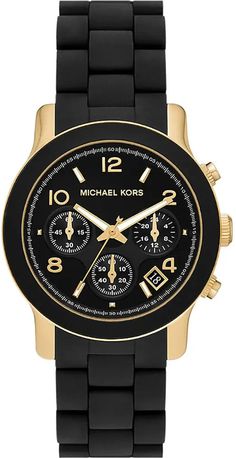 Michael Kors Watch Runway Oversized Ladies MK7385 Watch | Jura Watches Retro Bracelet, Rubber Watches, Women Wrist Watch, Watch Collection, Black Watch, Michael Kors Black, Steel Bracelet