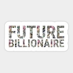 a white sticker with the words future biloware printed in black and pink