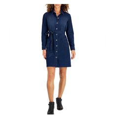 All Orders Ship By Next Business Day! Brand New With Tag Dark Wash Denim Button Front Belted Dress Size L Measurements* Shoulder To Shoulder 17 In Underarm To Underarm 23 In Waist Width 21 In Hip Width 25 In Length 38.5 In Sleeve Length 24.5 In *Measurements Are Approximate A Tie Belt Lets You Create A Perfect Fit. Button Closure Down The Front And Patch Pockets At Front. Spread Collar. Buttons At Ends Of Sleeves. 72% Recycled Cotton 25% Recycled Polyester 3% Spandex Versatile Dress That Can Be Indigo Button-up Cotton Denim Dress, Denim Button-up Dress For Work, Fall Collared Blue Denim Dress, Casual Indigo Denim Dress With Buttons, Collared Denim Dress For Fall, Blue Long Sleeve Denim Dress With Buttoned Pockets, Casual Indigo Denim Dress With Button Closure, Medium Wash Knee-length Shirt Dress With Buttons, Button-up Denim Blue Shirt Dress With Buttons