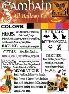 Samhain Colors, Samhain Correspondences, Color Correspondences, Celtic Wheel, Samhain Traditions, Celtic Calendar, Moon Food, Digital Grimoire, Wiccan Sabbats