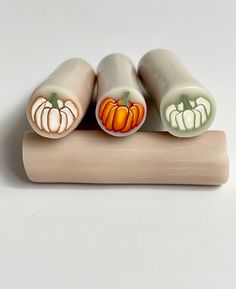 "Pumpkin raw cane - handmade Millefiori constructed with Premo clay. Choice of 3 colors. Perfect for veneers to cover cabachons, make earrings, etc. perfect for Autumn projects. Cane is approximately 2\" in length and 1/2\" width. Bake, tented at 275 degrees Fahrenheit." Autumn Projects, Clay Pumpkin, Polymer Clay Cane Tutorial, Clay Cane, Diy Earrings Polymer Clay, Clay Canes, Polymer Clay Cane, Clay Crafts Air Dry, Make Earrings