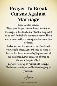 a prayer for the bride and groom to pray on their wedding day, which is written in