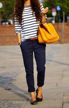 Cute look - fun with some loafers for a total Gidget look Trendy Business Casual, Amal Clooney, Business Casual Work, Mode Casual, Casual Work Outfit, Work Outfits Women, Blue Pants, Stitch Fix Style, Looks Style