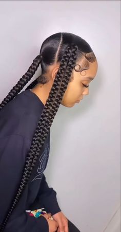 Freshman Hairstyles, Plat Braids, Big Knotless Braids, Two Braided Ponytails, Big Knotless, Natural Twist Hairstyles, Imvu Heads, Ponytails Hairstyle, Hairstyle Black Women